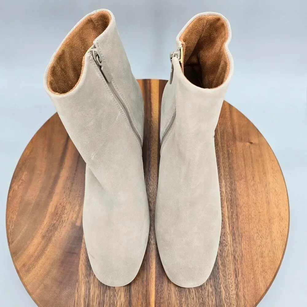 Blondo Boots Womens 7.5 Gray Suede Leather Alida Block Heel Side Zip Waterproof